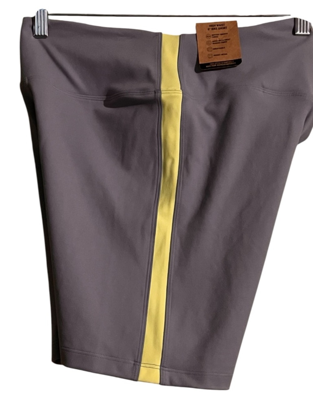 PINK Active Ultimate Victoria's Secret Athletic Shorts M Gray with Yellow Stripe